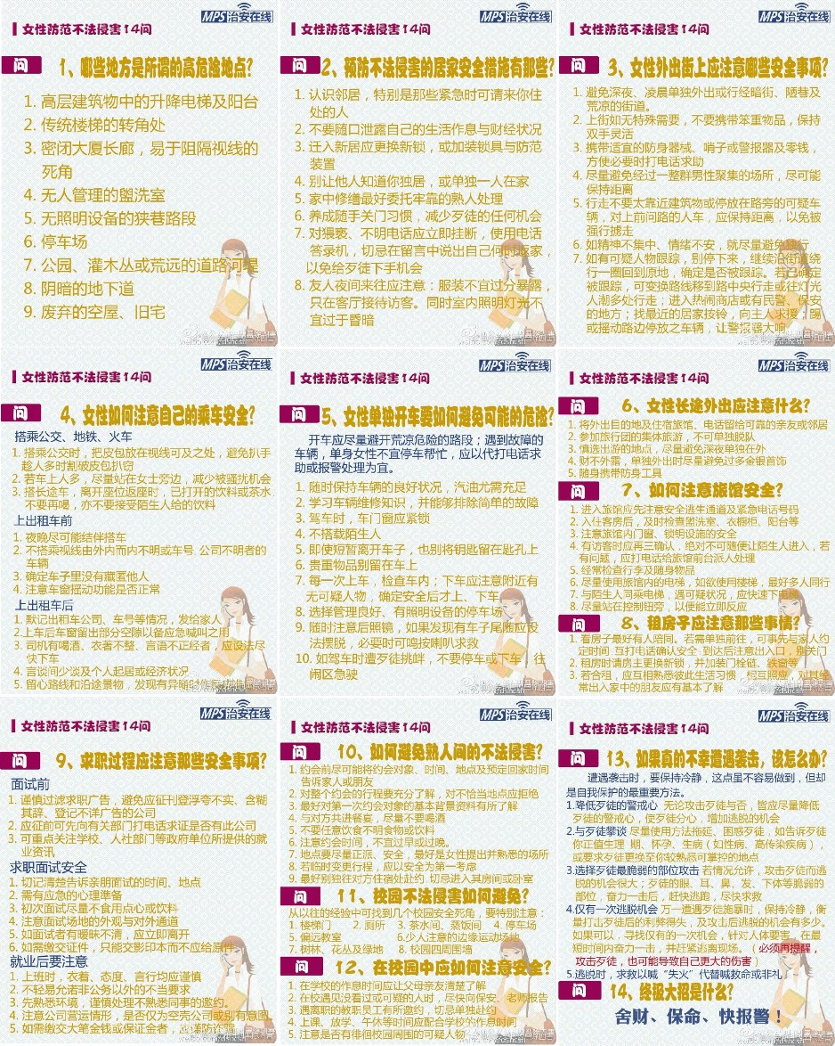 妇女防范不法侵害十四问
